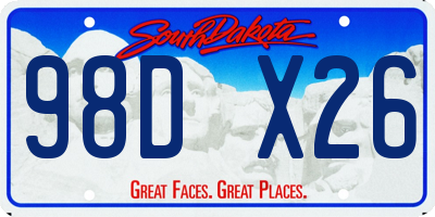 SD license plate 98DX26