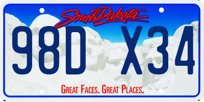 SD license plate 98DX34