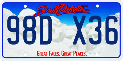 SD license plate 98DX36
