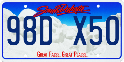 SD license plate 98DX50