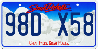 SD license plate 98DX58