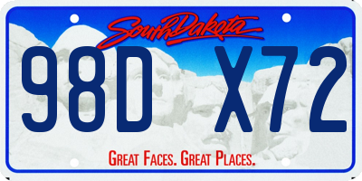 SD license plate 98DX72