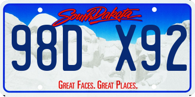 SD license plate 98DX92