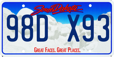 SD license plate 98DX93