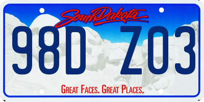 SD license plate 98DZ03