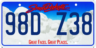 SD license plate 98DZ38