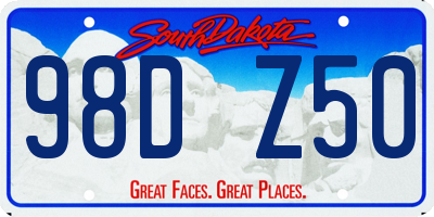 SD license plate 98DZ50