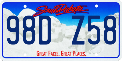 SD license plate 98DZ58