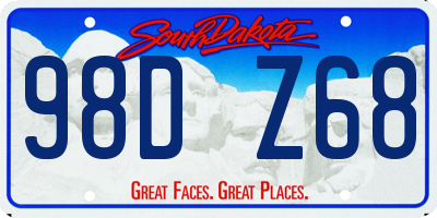 SD license plate 98DZ68