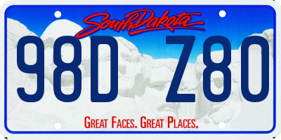 SD license plate 98DZ80