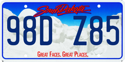 SD license plate 98DZ85