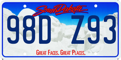 SD license plate 98DZ93
