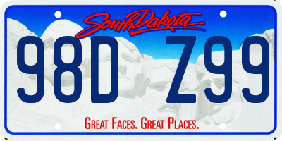 SD license plate 98DZ99