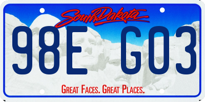 SD license plate 98EG03