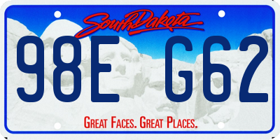 SD license plate 98EG62