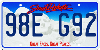 SD license plate 98EG92