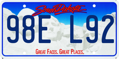 SD license plate 98EL92