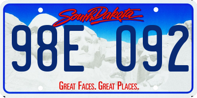 SD license plate 98EO92