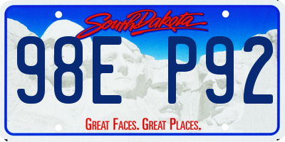 SD license plate 98EP92