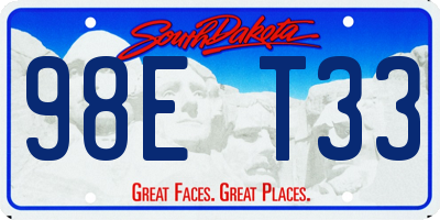 SD license plate 98ET33