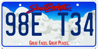 SD license plate 98ET34