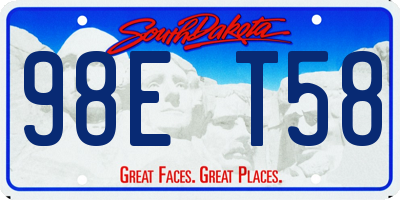 SD license plate 98ET58