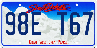 SD license plate 98ET67