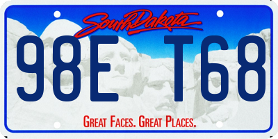 SD license plate 98ET68