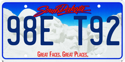 SD license plate 98ET92