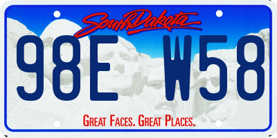 SD license plate 98EW58