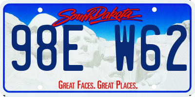 SD license plate 98EW62