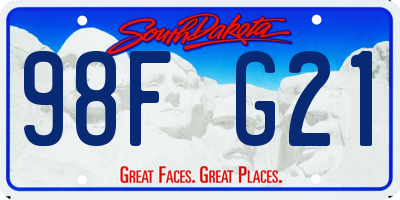 SD license plate 98FG21