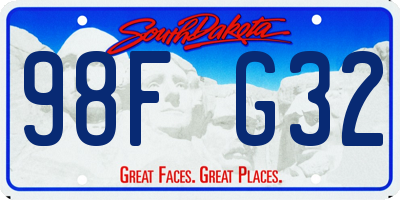 SD license plate 98FG32