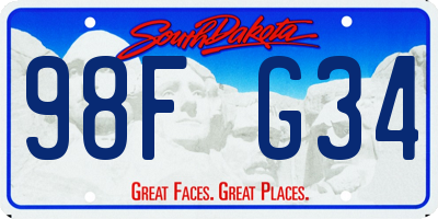 SD license plate 98FG34