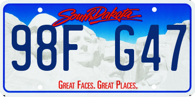 SD license plate 98FG47