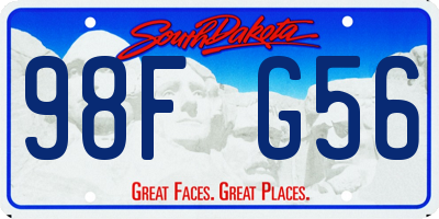 SD license plate 98FG56