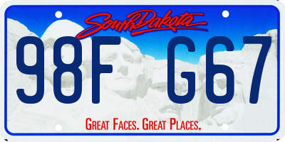 SD license plate 98FG67
