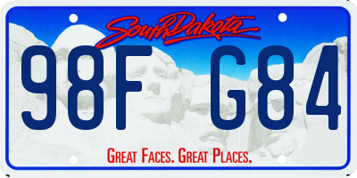 SD license plate 98FG84