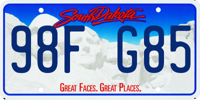 SD license plate 98FG85