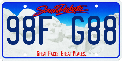 SD license plate 98FG88