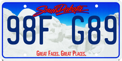 SD license plate 98FG89