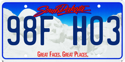 SD license plate 98FH03