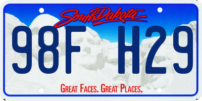 SD license plate 98FH29