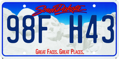 SD license plate 98FH43