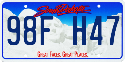 SD license plate 98FH47