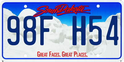 SD license plate 98FH54