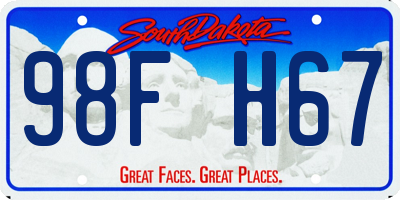 SD license plate 98FH67