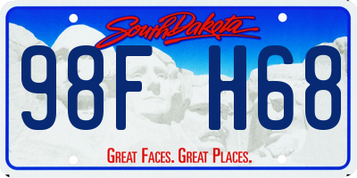 SD license plate 98FH68