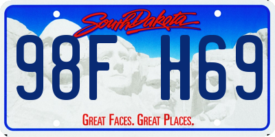 SD license plate 98FH69