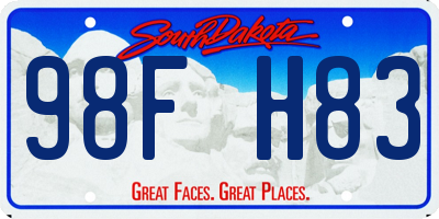 SD license plate 98FH83
